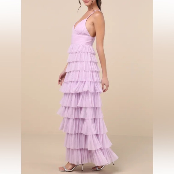 Lulu's Purple Ruffled Tiered Maxi Gown - Picture 4 of 9